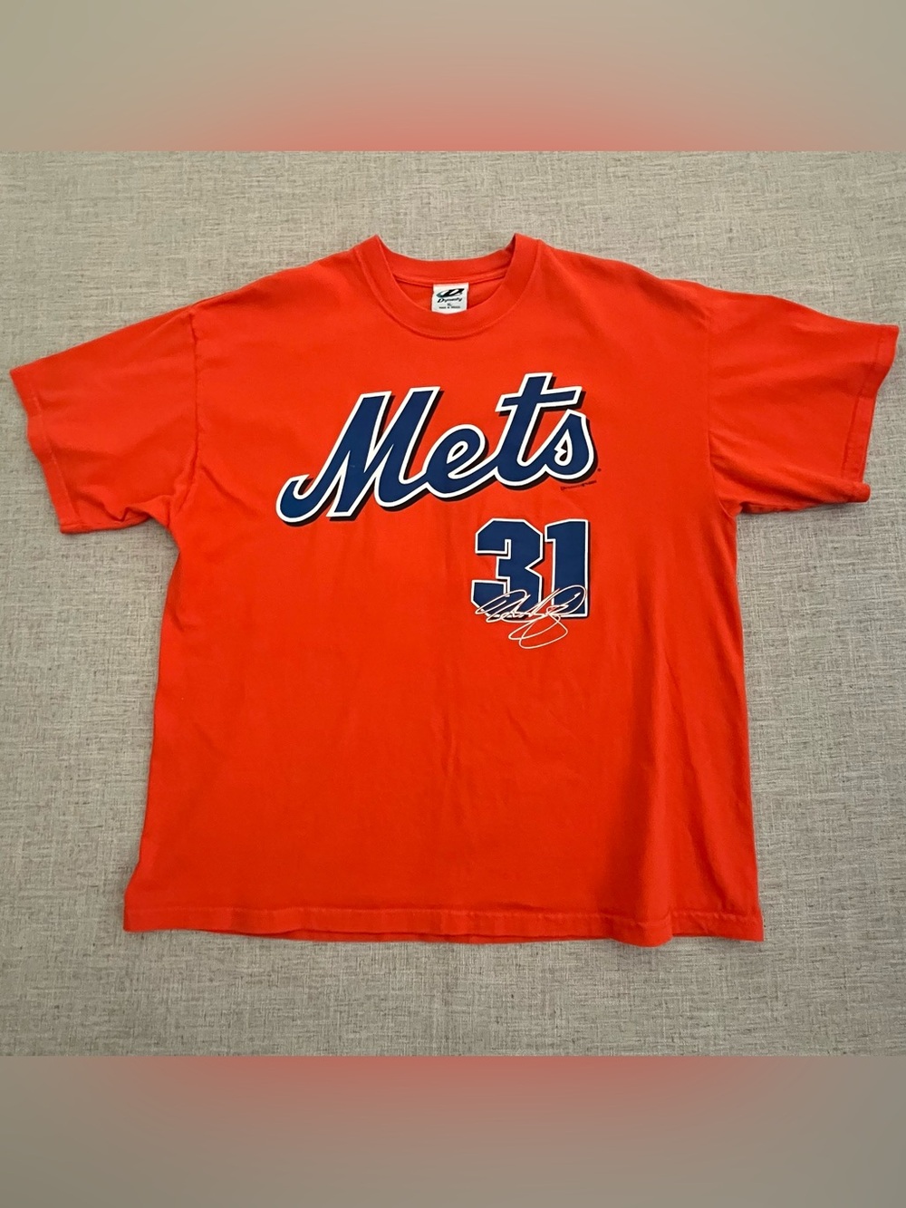 Vintage Piazza Mets Tee Shirt Men’s XL Orange Blue 2004 Dynasty Tag MLB NY Crew